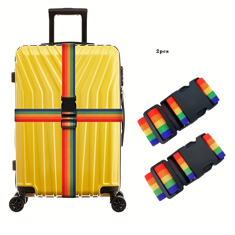 TEMU 2pcs Sangles de Bagage Ajustables | Ceintures de Voyage Organisatrices de , avec Boucles à Dégagement Rapide, Matériau en Nylon