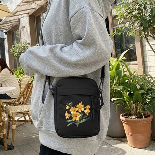 yellow lily realistic illustration trendy crossbody bags for men 2d flat printing adjustable shoulder straps zipper closure for party party dating everyday use work unisex holds phone and wallet cycling 2d flat