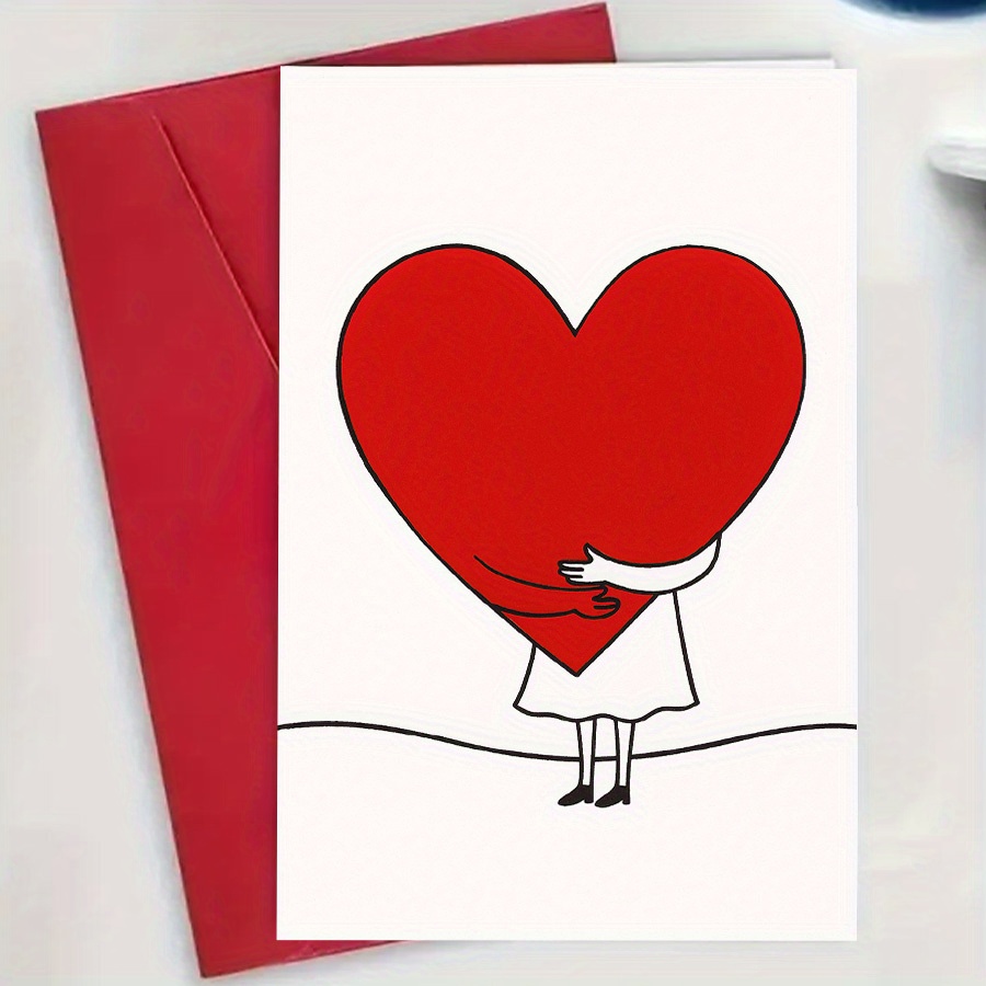 TEMU 1pchuge Red Heart Hug Greeting Card Expressing Love And Appreciation Ideal For Couples Anniversaries Valentines Day Or To Careenvelope Greeting