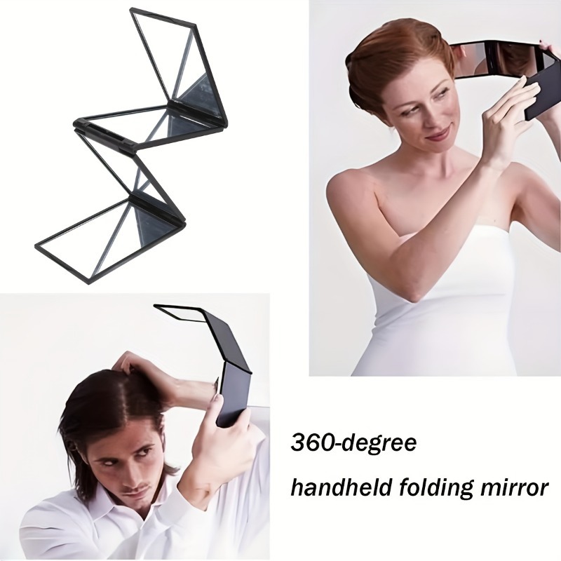 360° Rotatable Handheld Makeup Mirror, 4-Sided HD Design