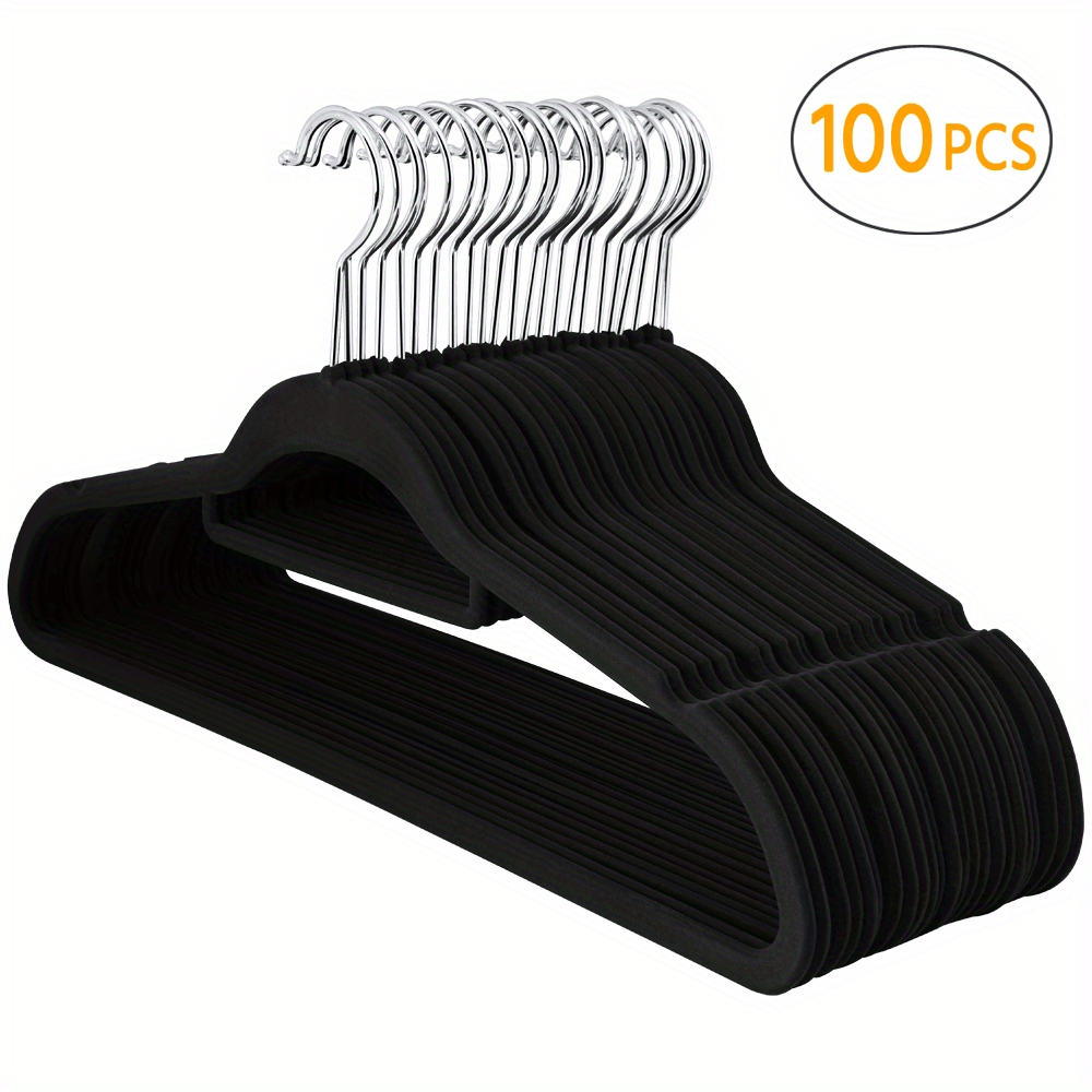 E-shop 10/20/100 Stück Samt-Kleiderbügel Anzugbügler mit rutschfester Oberfläche Jackettenhänger mit 360° drehenden Haken, Rutschfestes