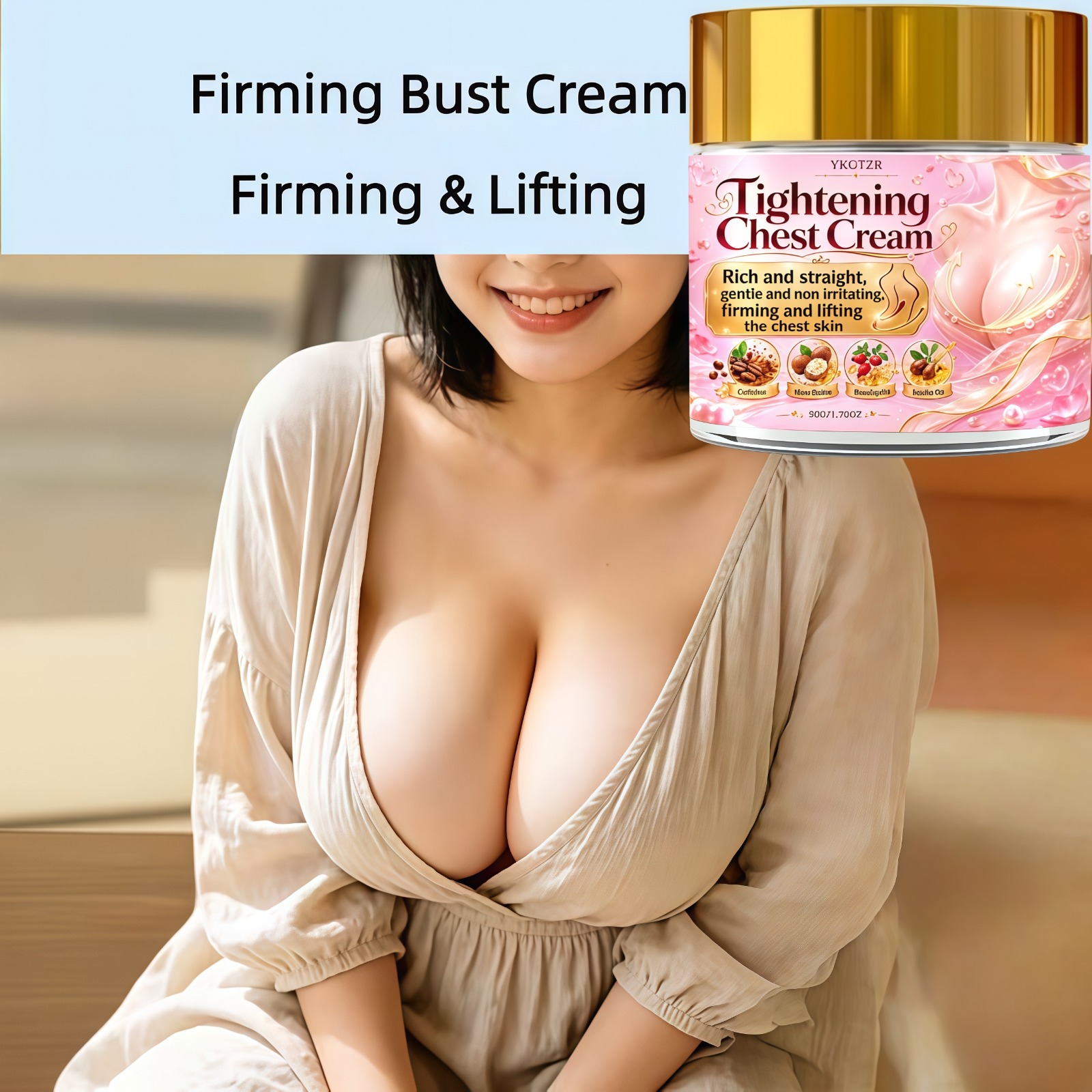 50Gbreast Tightening Cream, Containing Jojoba Oil, Honey, Caffeine, Shea Butter, And Vitamin E, Deeply Moisturizes And Tightens The Skin, Lifts And Tightens The Breasts, Making Them Look Younger And Full of Feminine Charm