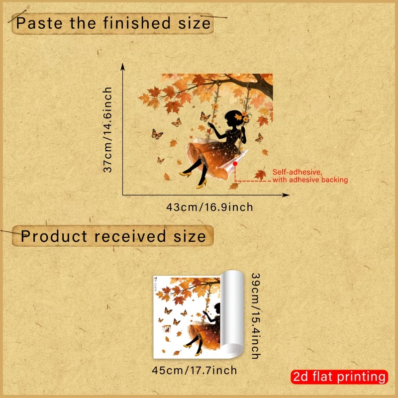 2d Flat - 2d Flat Static Window Clings, Printed Autumn Maple Leaf, Swing & Decals, Removable, Reusable & Double-sided Autumn Decor Stickers