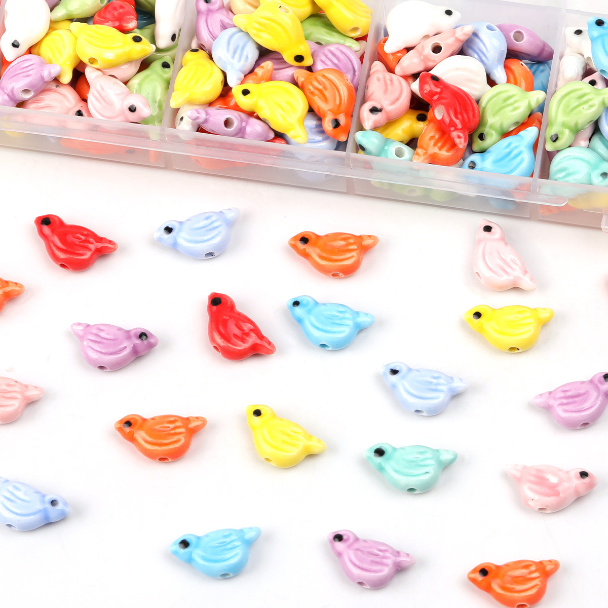 18pcs Vintage Bird-Shaped Ceramic Beads for DIY Jewellery