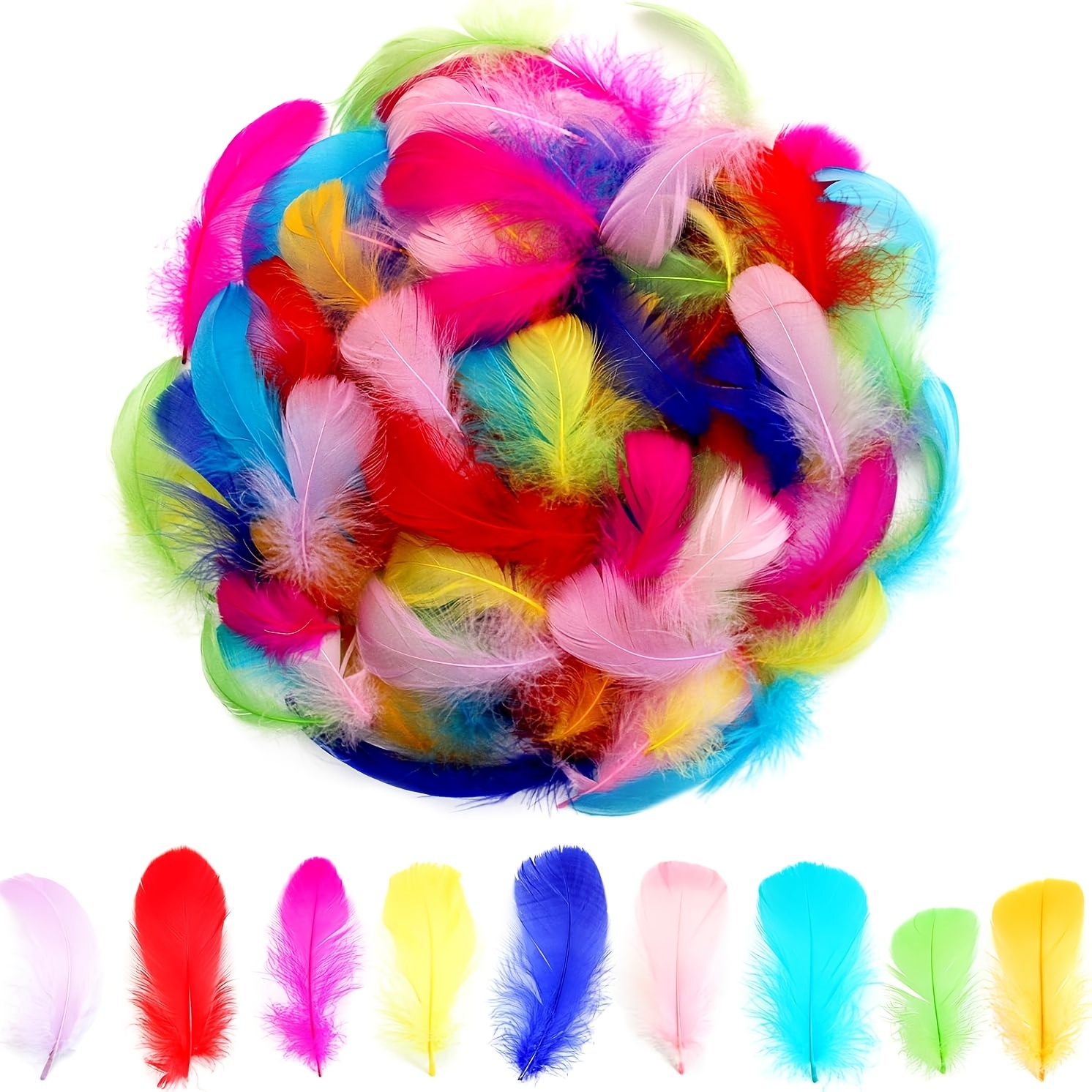 Image of 199pcs Assorted Colored Feathers, 5.08-7.62cm, Mixed Artificial Feather Pieces For Crafts, Dreamcatcher Accessories, Art Projects, Diy Crafts, Handicrafts, Party Decorations, Multicolor