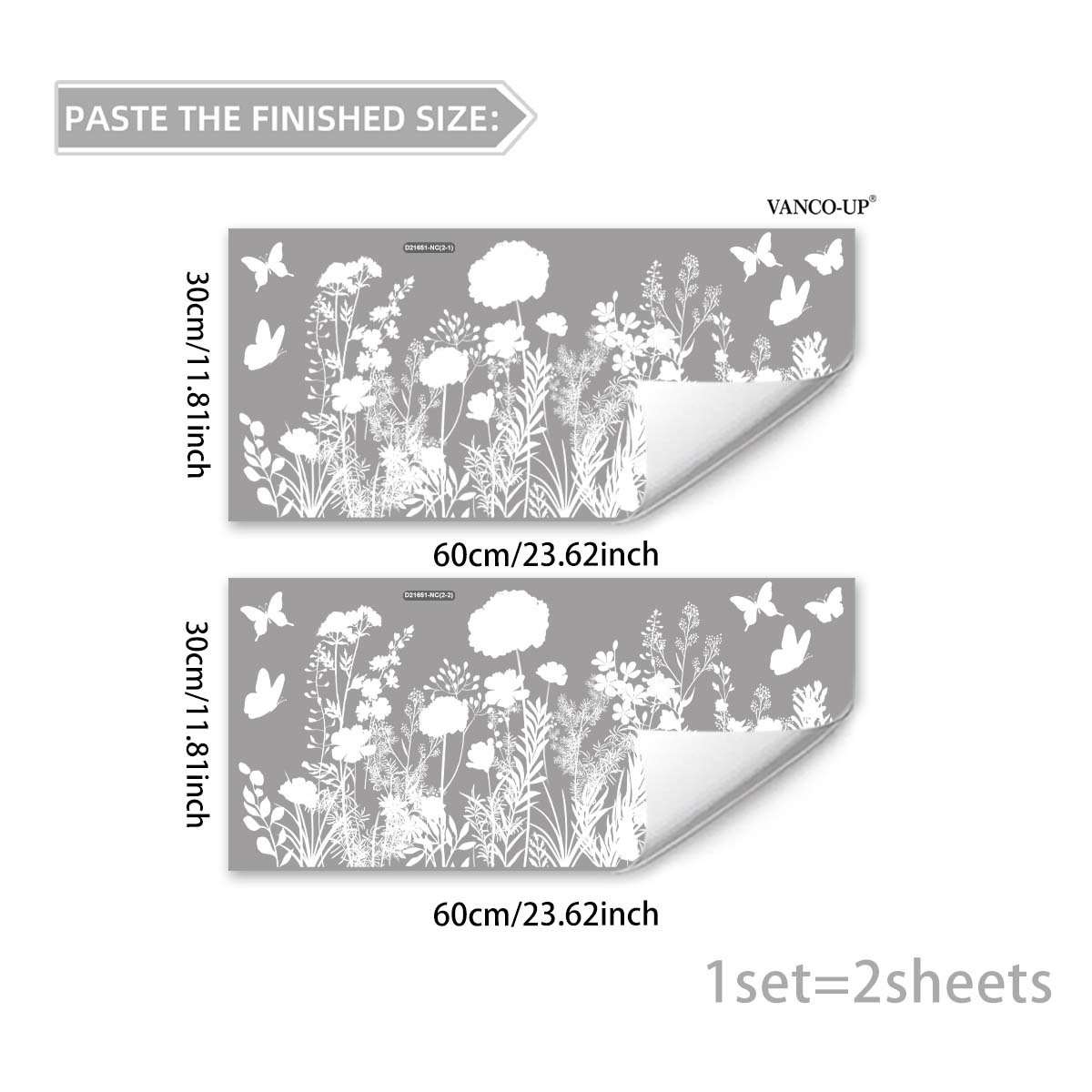 Image of A Set Of 2 (30*60cm*2pcs) Silhouette Floral Spring Room Window Stickers Electrostatic Adsorption Glass Window Room Decoration Ugly D21651-nc