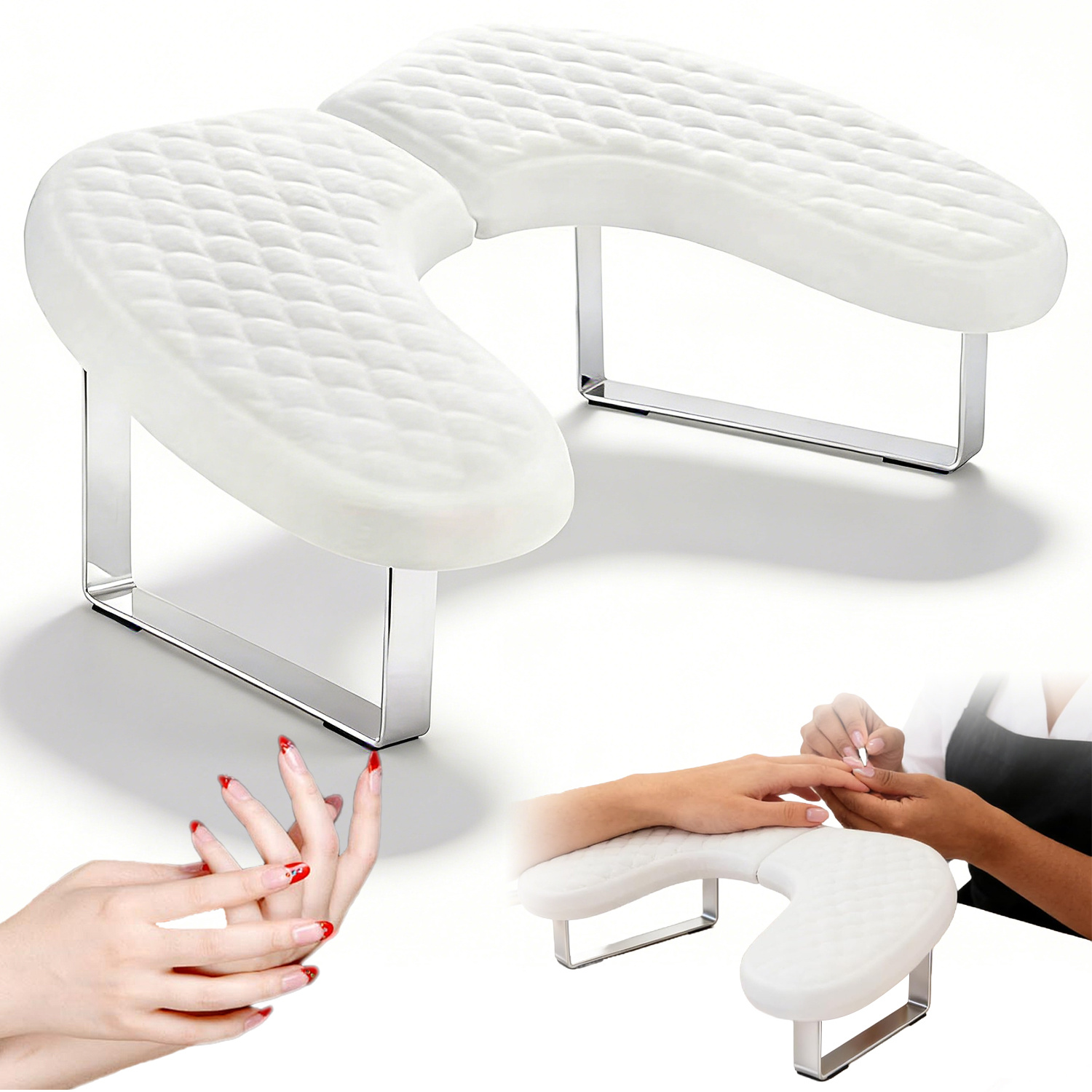 Nail Arm Rest Hand Cushion, Hand Rest Nail Studio With Non-slip Base, Folding Manicure Hand Cushion, Nail Armrest Cushion, For Salon And Home, White