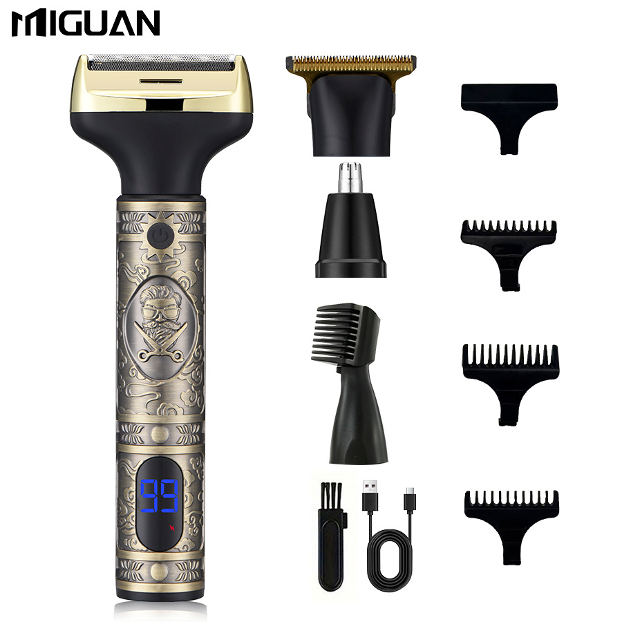 TEMU Kit de rasage multifonctionnel 4 en 1 pour homme : Tondeuse à cheveux, tondeuse à poils de nez et rasoirs , chargement USB, appareil polyvalent,