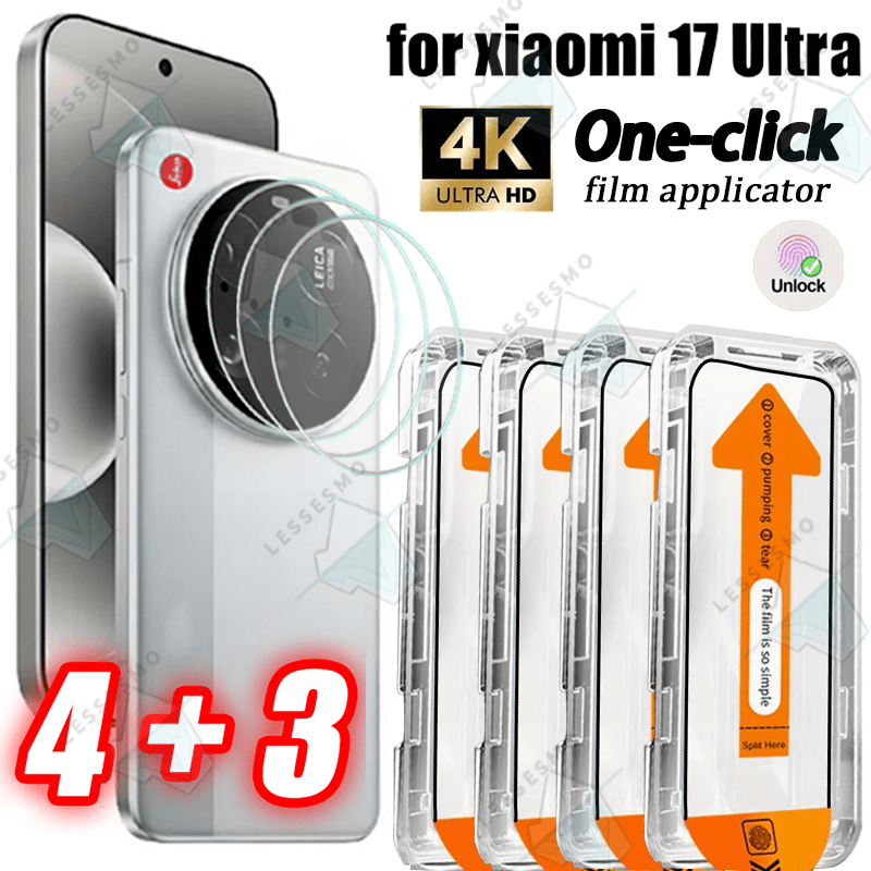 TEMU [support Fingerprint Unlock] Scratches & Resistant, [one Click Install] 4pcs Ultra Hd Tempered Glass Screen Protectors And 3pcs Lens Protector
