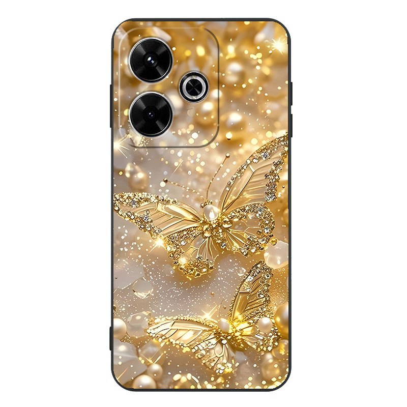 TEMU Funda para Teléfono - Compatible con XIAOMI Redmi 13, Redmi 13X 4G/POCO M6 4G/POCO M6 PLUS 5G, Carcasa Antigolpes con Mariposa Dorada