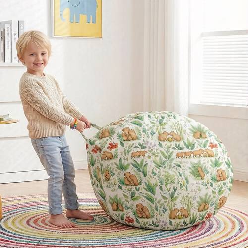teardrop bean bag chair cover for kids adults 100 polyester velvet capybara print multi use stuffed animal storage bag with durable handle and zipper filler not included