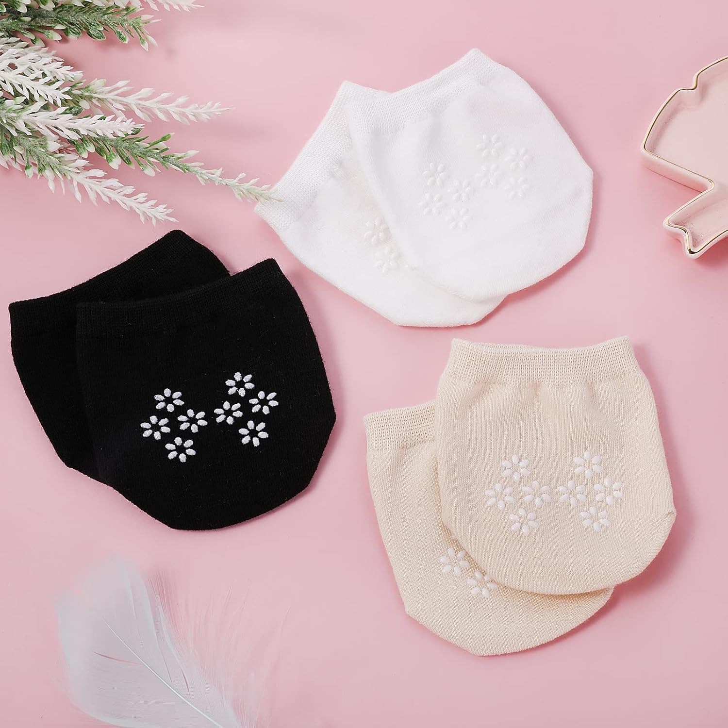 TEMU 3 paires de chaussettes antidérapantes pour femme à l'-pied avec points en silicone, chaussettes invisibles, chaussettes à orteils, chaussettes
