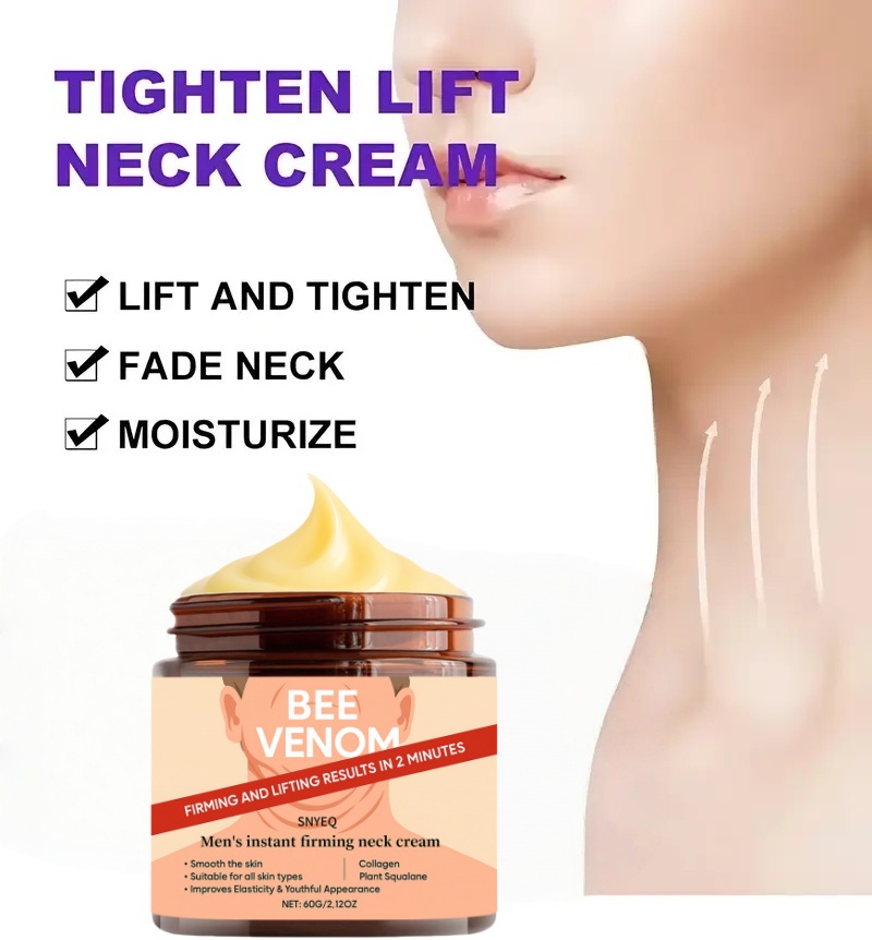 Instant Firming Neck Cream - Tightens Chin, Smooths, Suitable for Multiple Layers of Jawline, Lifting and Firmer with Plant Squalane, Retinol, Collagen & Bee Venom to Soften Beige from Within with Plant Squalane, Jawline Treatment, Antiaging Skincare, Lightweight Formula, Nongreasy Feel, Skincare Solution, Men’S Grooming, Beauty Routine