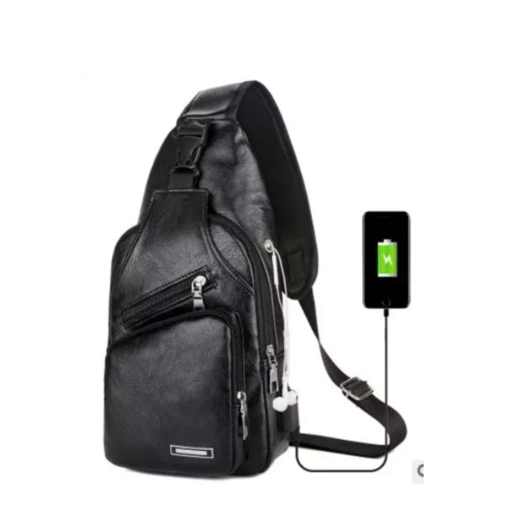 TEMU 【商品名】カジュアル メンズ ショルダーバッグ アウトドア スポーツ USB充電 チェストバッグ メンズ PU ビジネス バッグ