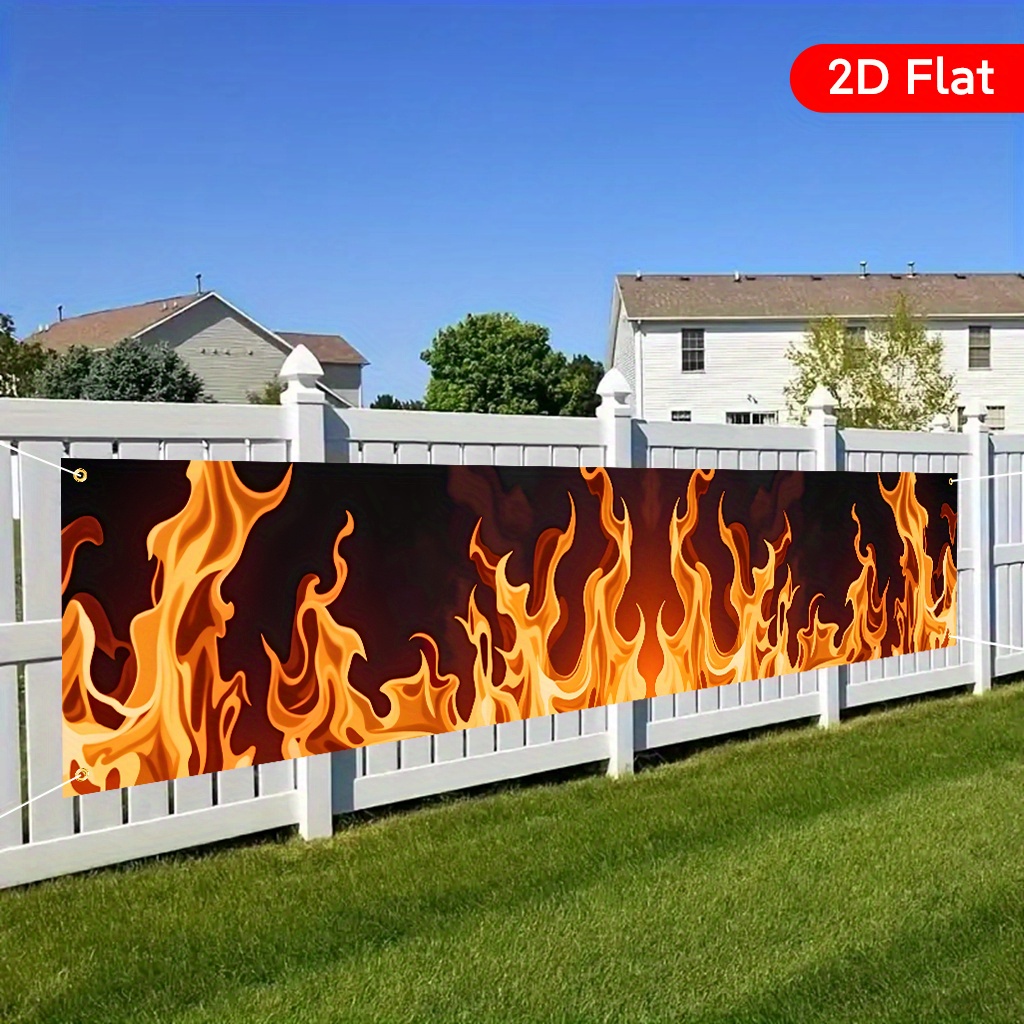 E-shop 2D Flachbanner, 1 Stück, Nahaufnahme Feuers auf schwarzem Hintergrund, Geburtstagsfeier Jubiläumsdekoration, Werbeslogan-Banner, 17,7x78,7 Zoll
