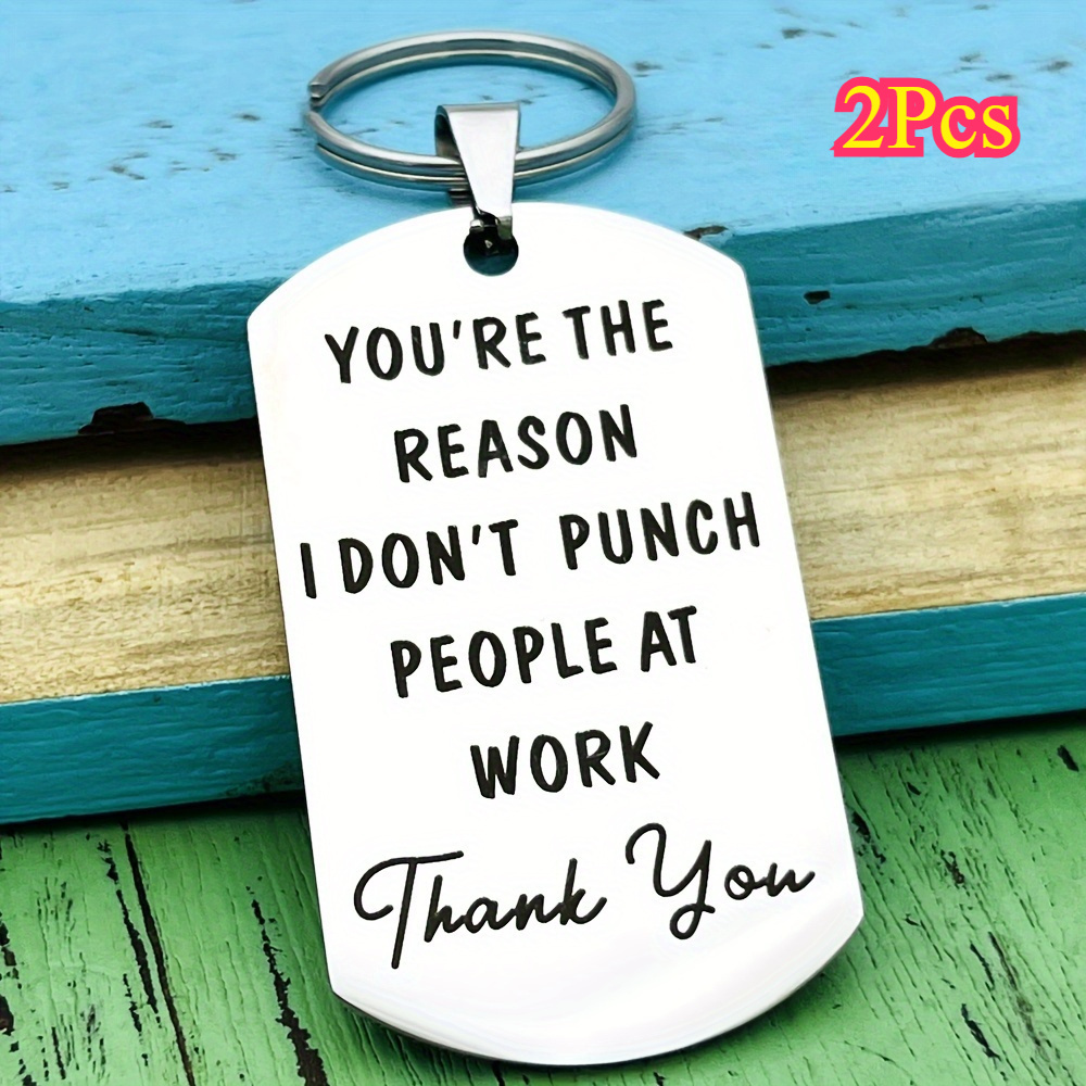 

2-pack Stainless Steel Keychain With Engraved Message - Humorous Appreciation Gift For Coworkers, Universal Fit, Ideal For Birthday, Christmas, Valentine's Day