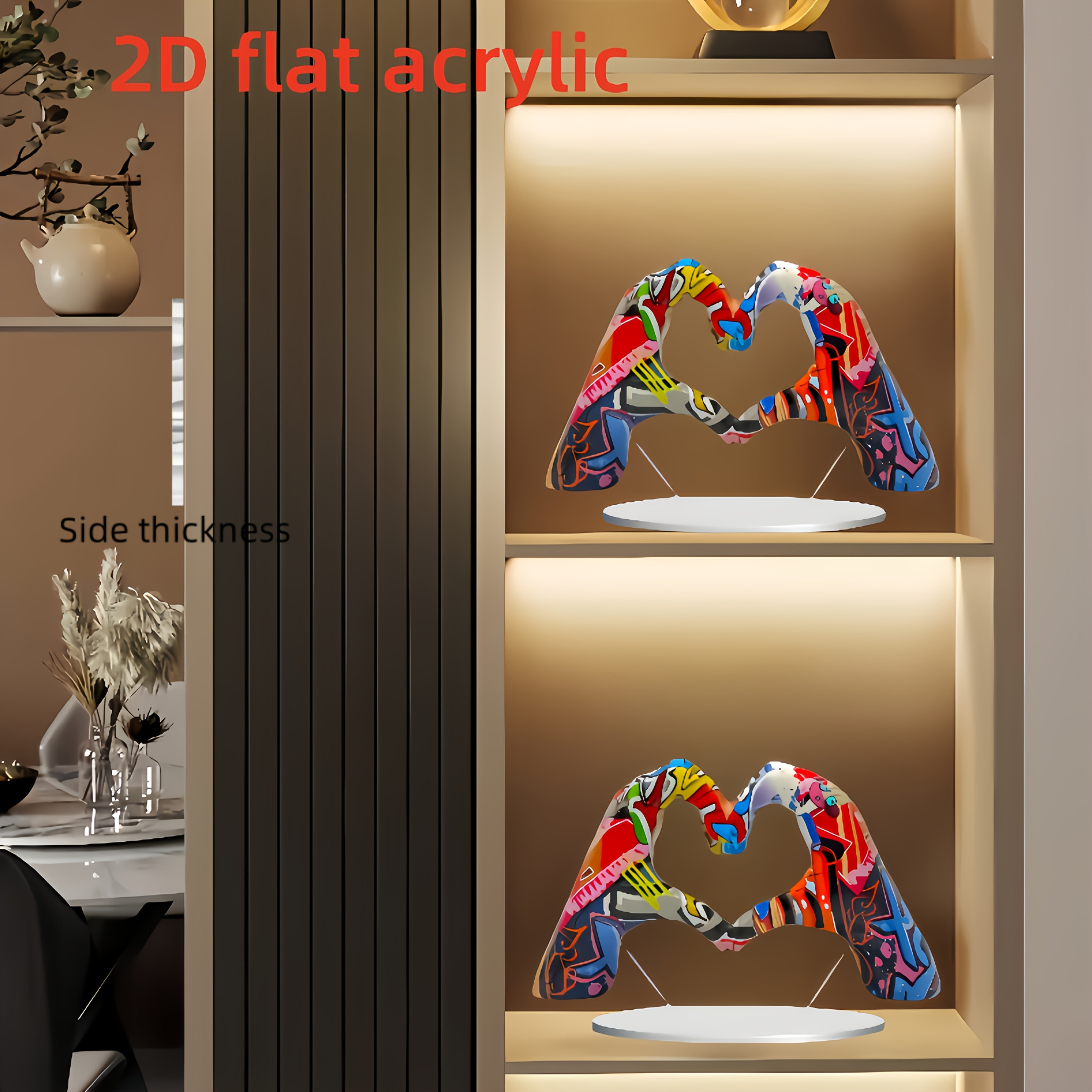 TEMU 2d Flat - [2d Flat] Acrylic Decorative Items Suitable For All , Perfect Gifts Featuring Modern Minimalist Love , Vibrant Abstract Art, Ideal For
