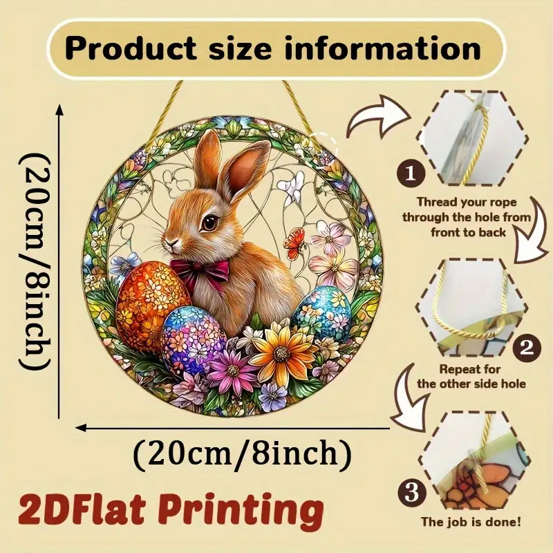 2d Flat - 2d Acrylic Easter Bunny Sun Catcher, Animal-themed Hanging Decoration, Seasonal Garden Ornament, Perfect For Easter Party Decor, An Ideal Gift For And
