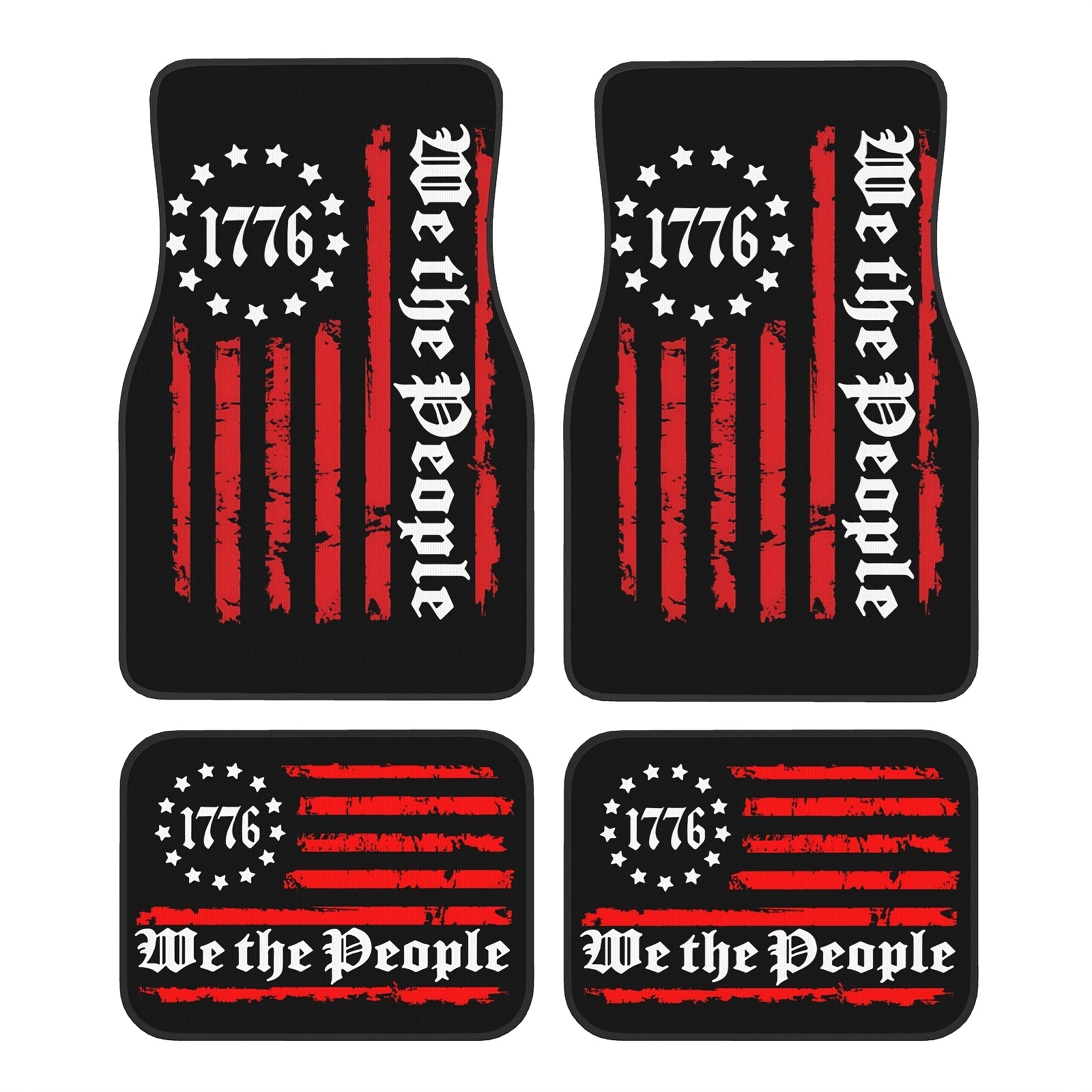 TEMU American Flag Inspired Universal Car Floor Mats With 1776 Design 4pcs Set 100% Automotive Interior Decor Front And Rear Floor Mats