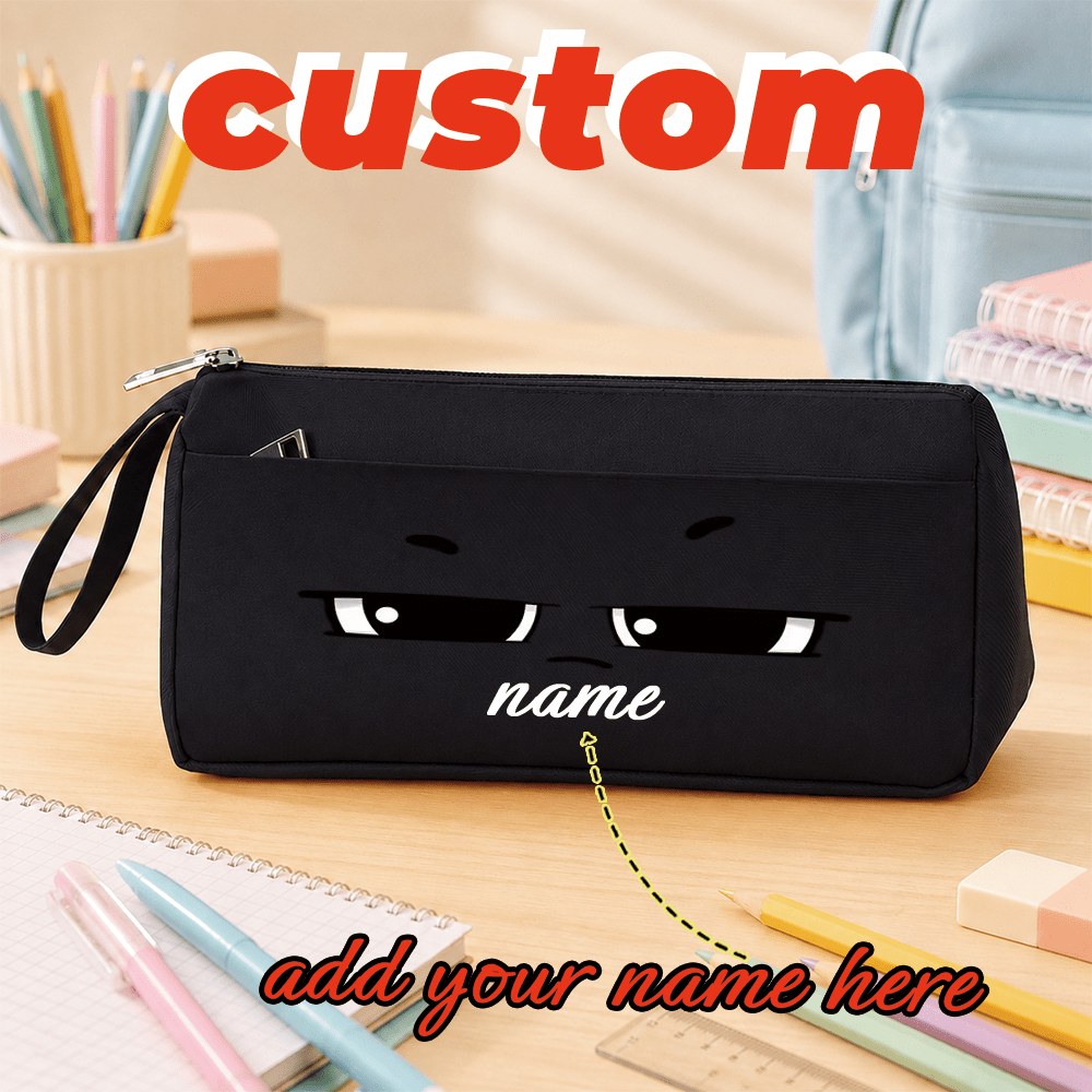 TEMU 1 Trousse à crayons personnalisable, la personnalisation avec nom/, pochette de rangement de papeterie zippée de grande , boîte à crayons en