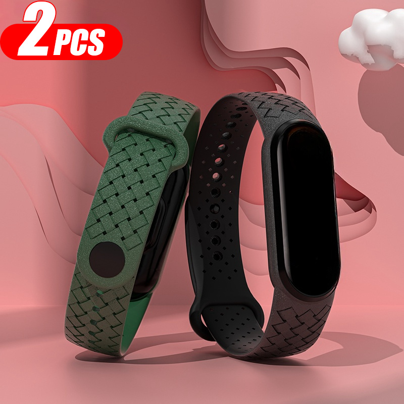 2-Pack Pulseras deportivas de silicona para Xiaomi 3/4/5/6/7, correa  trenzada transpirable con cierre desplegable, cómoda y