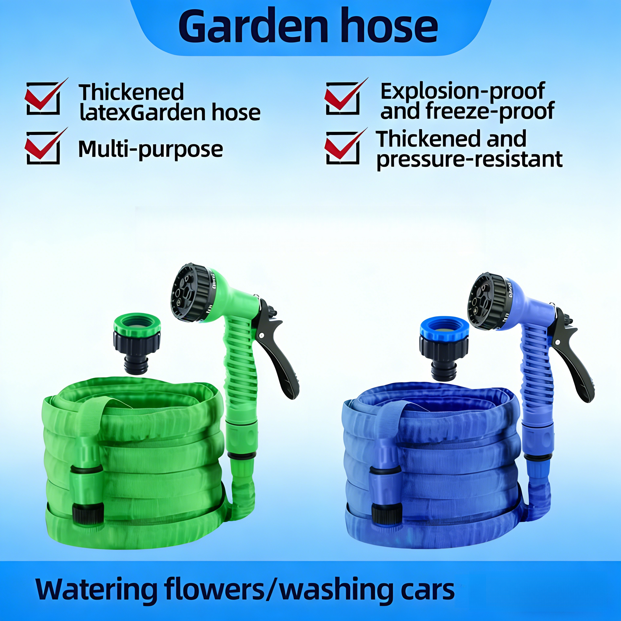 multi functional high pressure garden hose leak proof and durable rubber material suitable for watering flowers car washing cleaning and other outdoor tasks