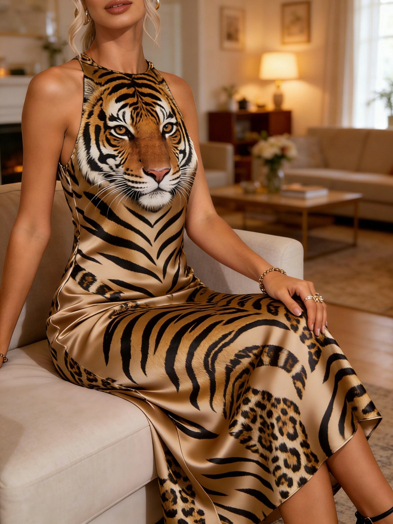 brown tiger print dress LOGAN  CHRISTIE BROWN