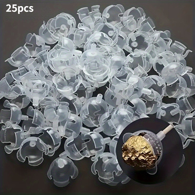 TEMU 25 supports à boules de chocolat en plastique transparent, supports à boules décoratifs floraux - Présentoir à de bonbons, fleurs de chocolat,