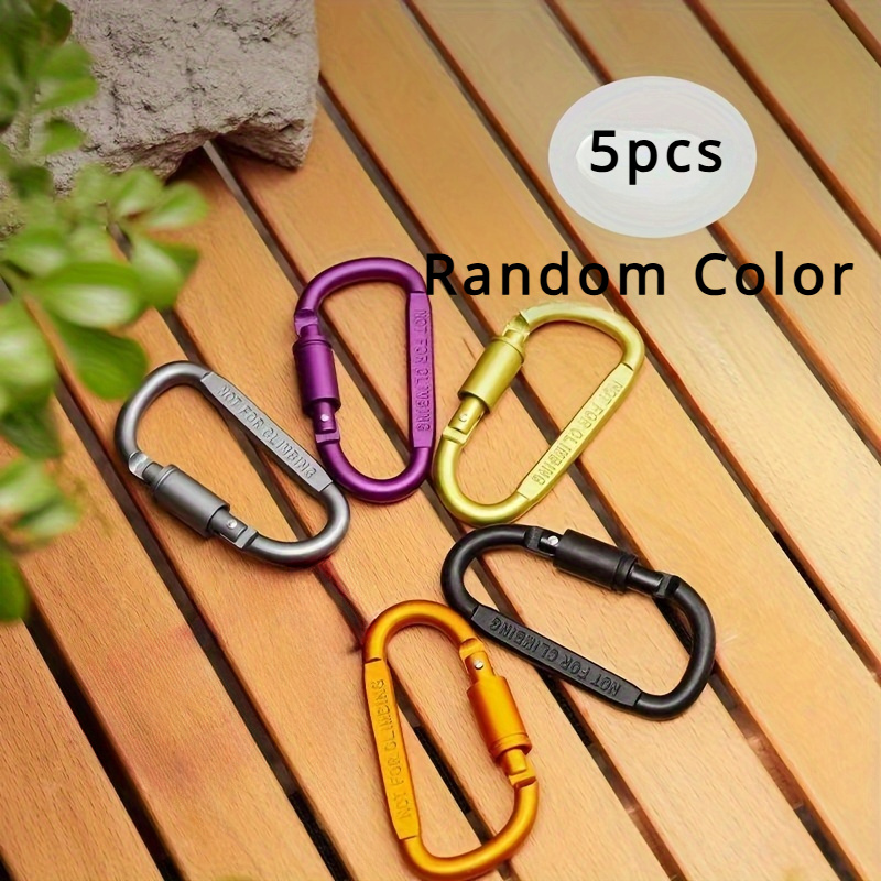 TEMU 5pcs Random Color D-ring Aluminum Alloy Quick Connect Buckle With Twist Lock, Safety Lock Buckle, Suitable For Camping, Hiking, Hammocks,