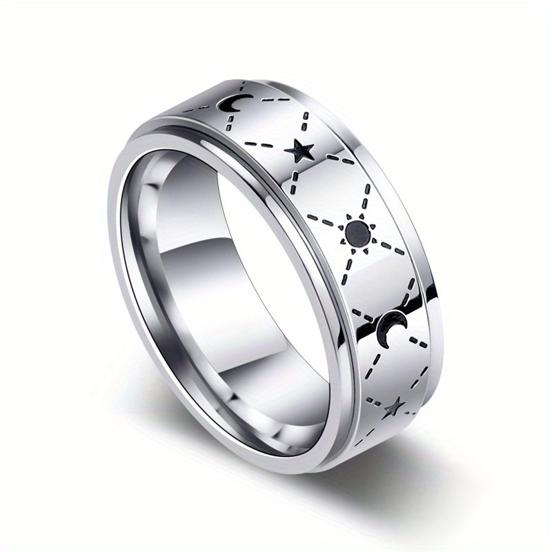 1pc rotating titanium stainless steel mens ring rotating mechanism star   modern minimalist style durable stainless steel index finger ring non tarnish   casual attire unique niche accessory for men ideal gift for special occasions Product details 1