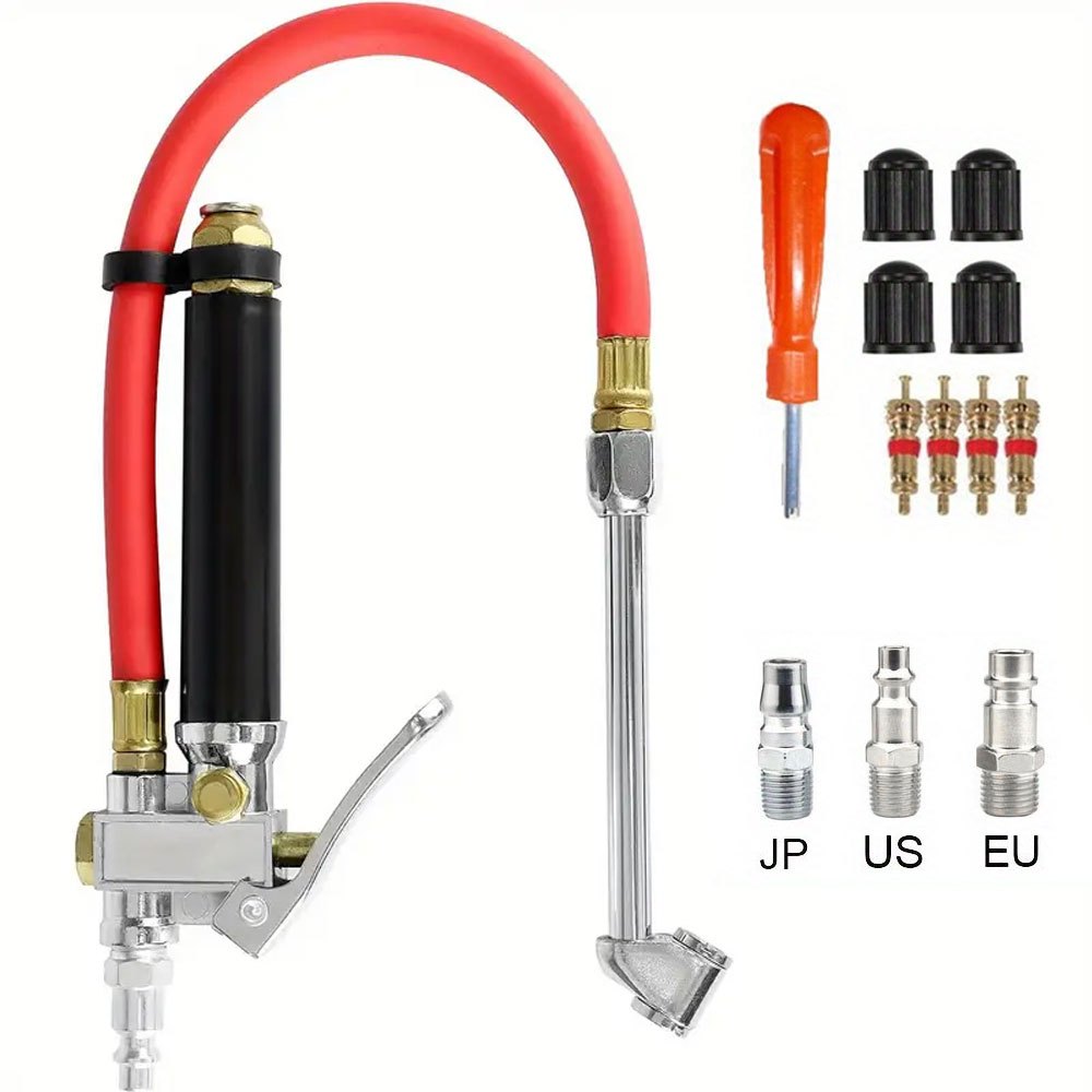 TEMU Heavy-duty Tire Inflation Set: 10-120 Psi Sturdy Pressure Meter, 12-inch Kink-resistant Hose & Valve Core Tool | Ideal For Garage, Rv, Atv