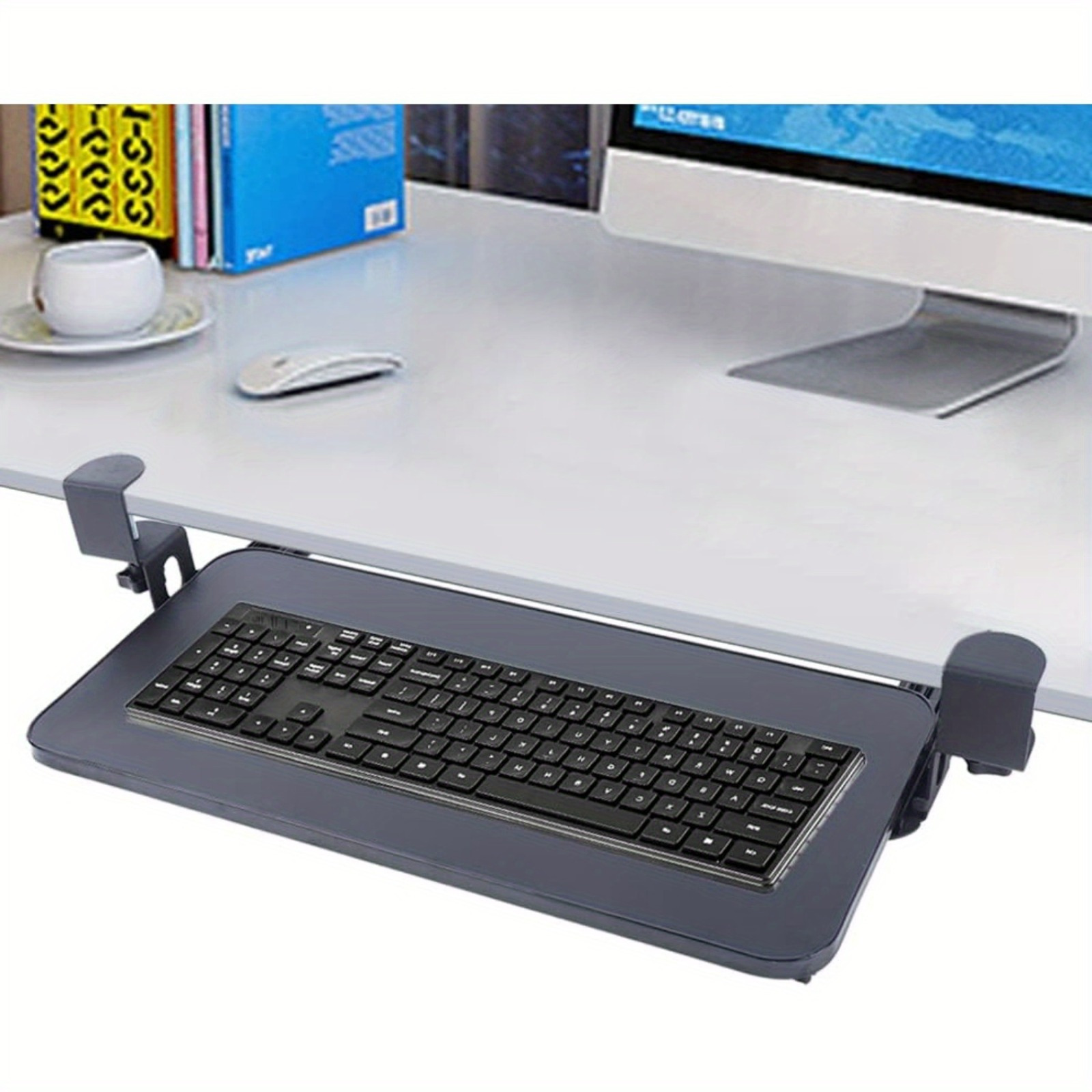 TEMU Keyboard Drawer, Keyboard Tray, Under-desk Pull-out With C-clamp, Stable Sliding Keyboard Stand, Keyboard Tray For Keyboard And Mouse, 52 * 25cm