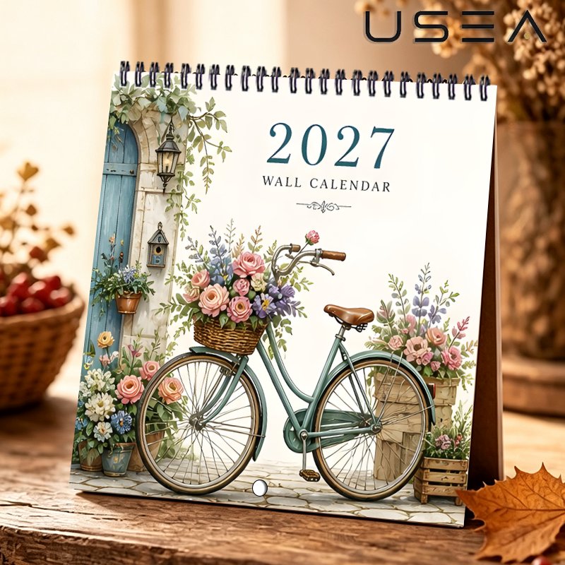 TEMU Calendrier mural 2027, Calendrier mural 2027, Planificateur mensuel 12 mois et organisateur annuel avec d', Reliure spirale à double fil, Motif