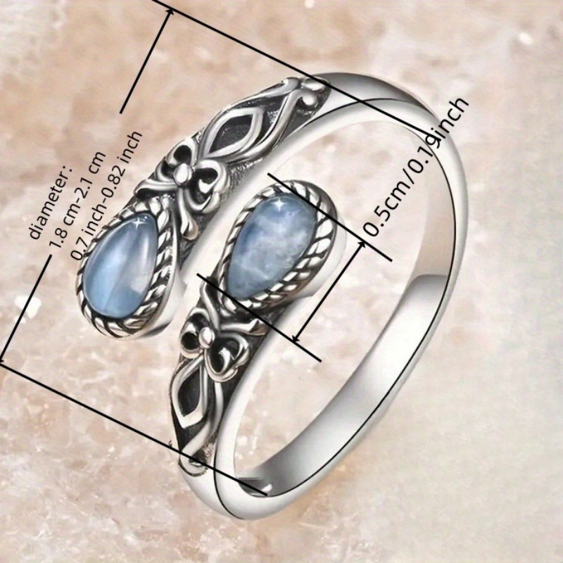 Bohemian Moonstone Spoon Ring - Adjustable, Vintage Style for Women