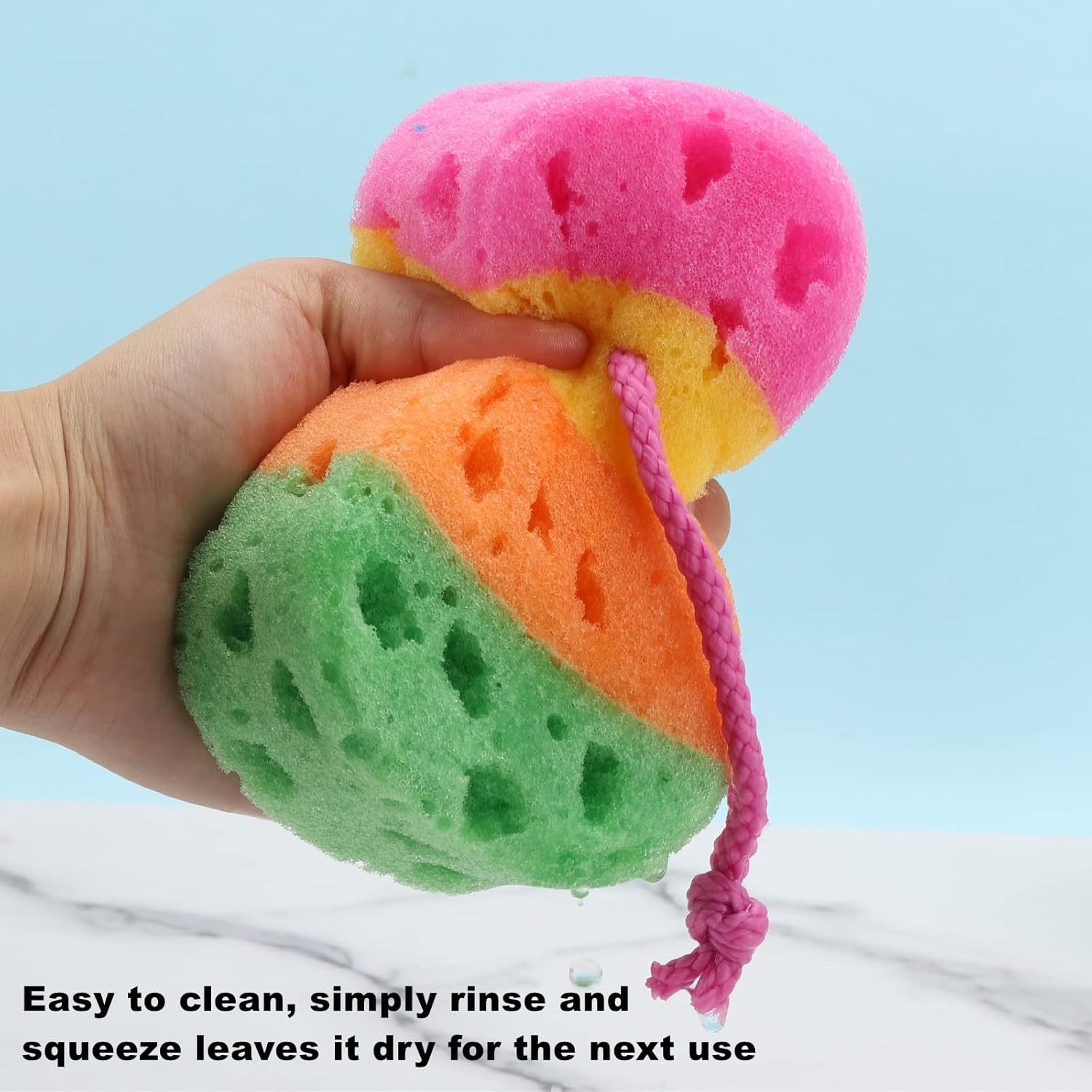 Exfoliating Bath Ball Body Sponge, 2pcs with Hook