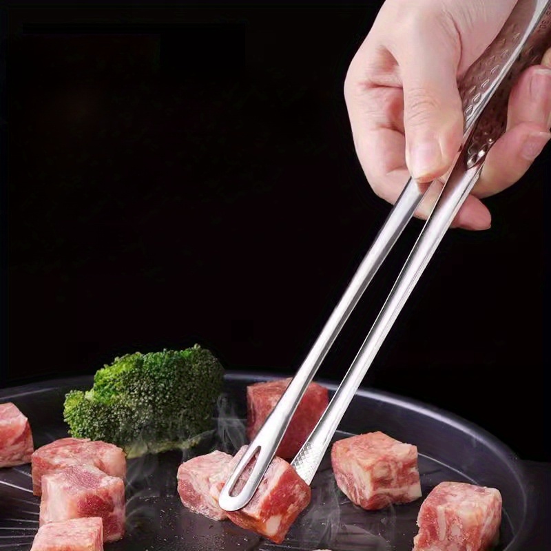 1pc stainless steel bbq tongs with extended long handle multifunctional kitchen grilling tongs for frying     steaks vegetables durable     versatile cooking tool   durable construction tongs for cooking details 2