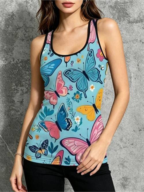 item picture womens sleeveless top colorful floral pattern light polyester material mixed color multiple sizes stylish design for ladies daily wear casual occasions