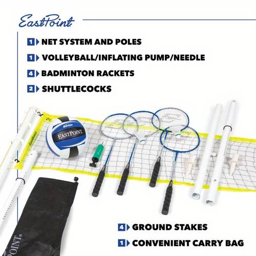 volleyball and badminton set adjustable height net set with all accessories