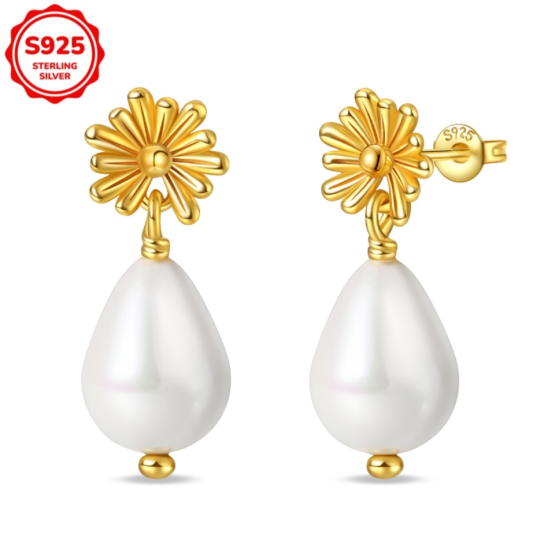 925 Sterling Silver Women's Hypoallergenic Flower Round Earrings, Exquisite Earrings, Elegant Gift For Her