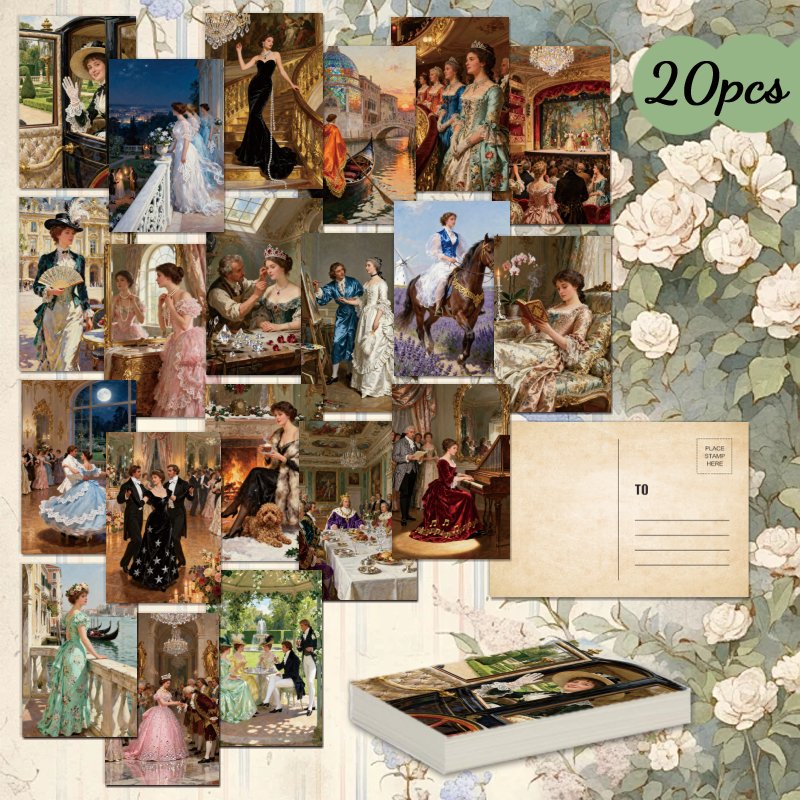20 tarjetas de postales de pintura al óleo estilo Rococo para diversas ocasiones, perfectas como un regalo único para familiares y amigos para expresar felicitaciones o gratitud