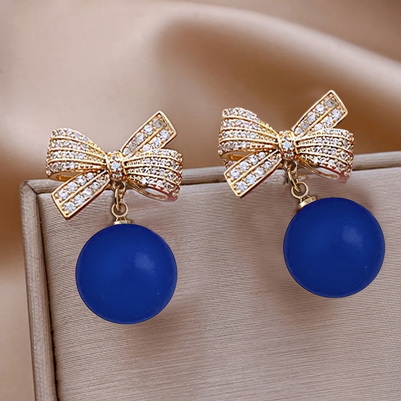 TEMU 1 Par de Aretes Colgantes para Mujer con Dorado y Cuentas Rosadas - Deliciosos Aretes de Aleación de con Brillantes Diamantes de , Accesorio