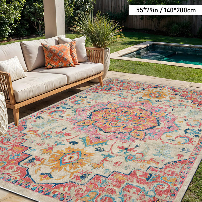 TEMU [Peluche Douce et Base Pointue] 1 tapis de motif vintage , tapis d'extérieur, décoration extérieure, convient pour cour, balcon, camping-car,
