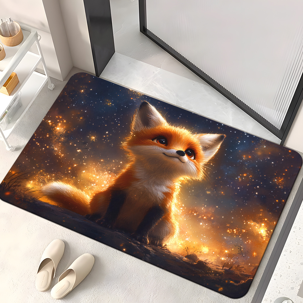 

1pc Adorable Fox Mat - Microfiber Rug, Washable, Absorbent Mat For Bedroom, Entrance, , , And