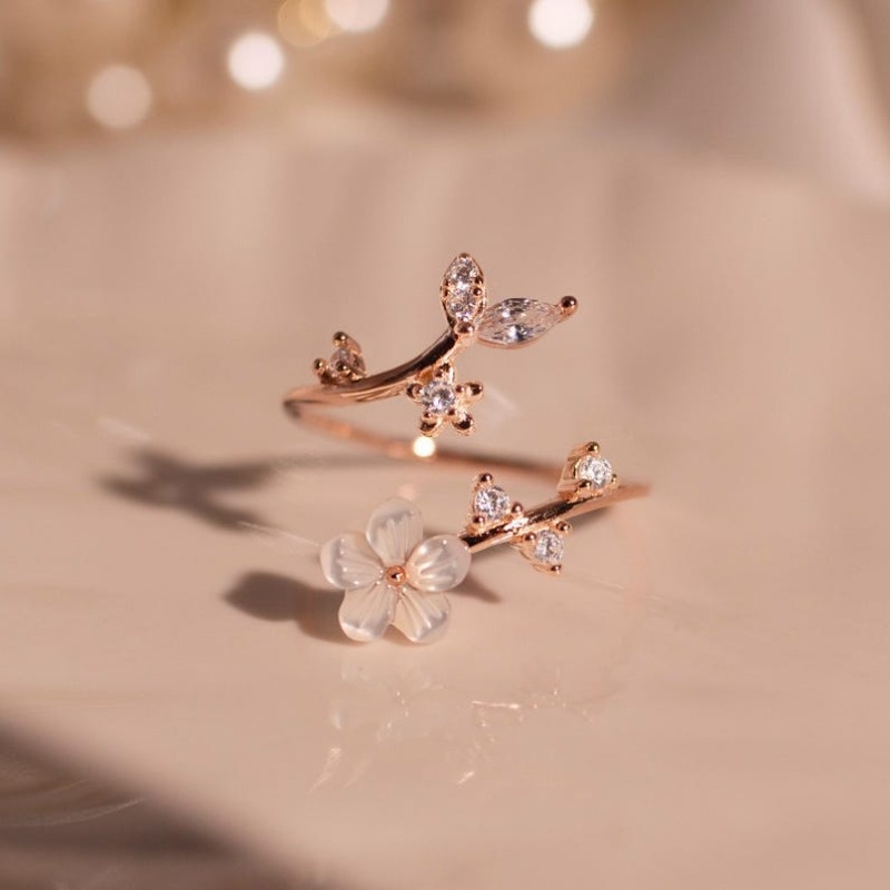 Adjustable Cherry Ring | Mother-of-pearl , Copper, Fashionable And Versatile, Suitable For Daily Wear And Vacation
