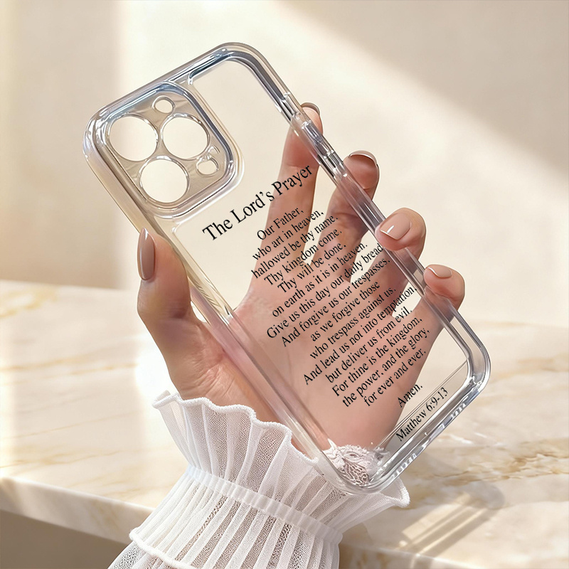 TEMU Phone Case - Transparent Phone Case Printed With Lord's Classic Text, Easy Elegant Design, Showcasing Faith And Taste, Anti-fall Clear Case,
