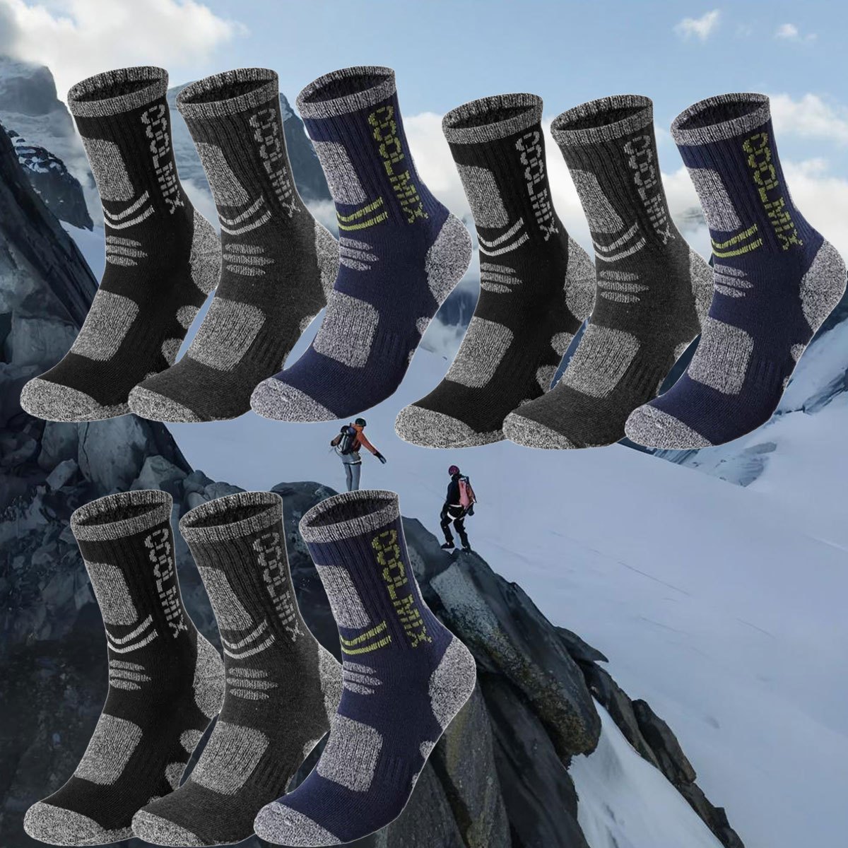 TEMU 6 Pairs Of New Thickened Shock-absorbing Climbing Socks, Skiing Socks, Hiking Socks
