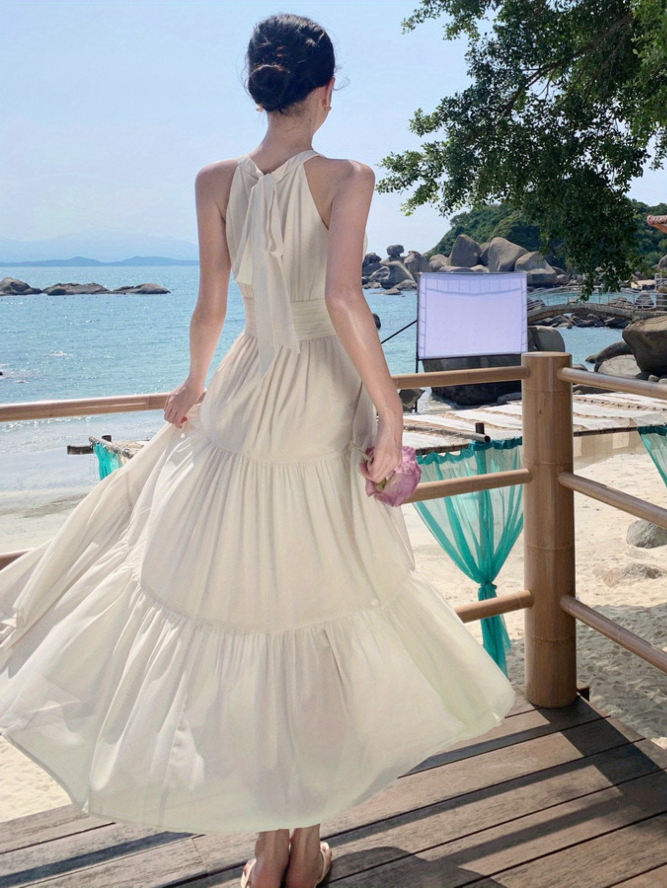 white christmas dresses Little Creative Factory Cream And Light Apricot Anchor Dress – Moonlight main image 1
