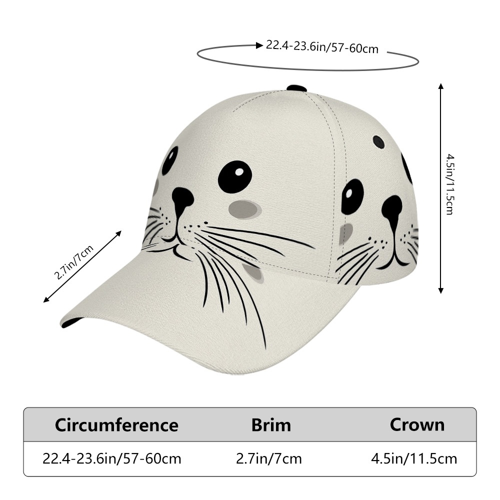 TEMU 1pc 1pcs Face Cap - Unisex Adjustable Snapback Baseball Hat With Seal, Lightweight Suitable For Camping, Daily , Outdoor Events & Christmas