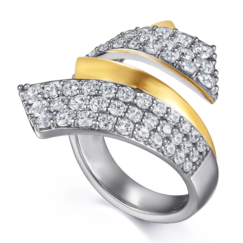 Women's Twisted Open Punk Ring with Synthetic Zirconia Inlay