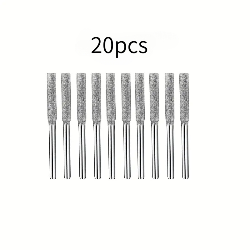 TEMU 20pcs Diamond Chain Saw Sharpening Set, Titanium-coated Grinding Wheel, Rotary Tool File, Suitable For Artificial Jade, Glass, Metal - No Power